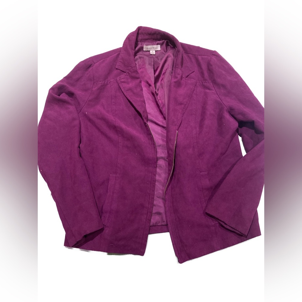 Studio Works Women’s Purple Professional Preppy Zip Up Blazer Size 14